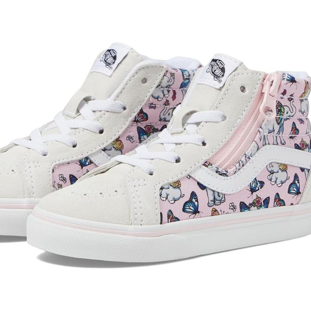 Vans Kids Sneakers - Pink and White Butterfly Design